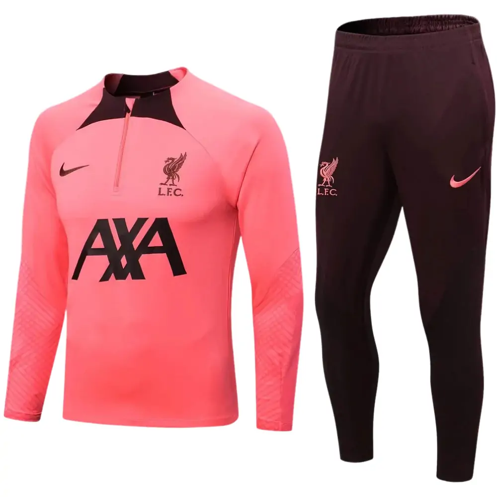 2022/2023 Liverpool Half-Pull Training Suit Pink Jersey 1:1 Thai Quality Set