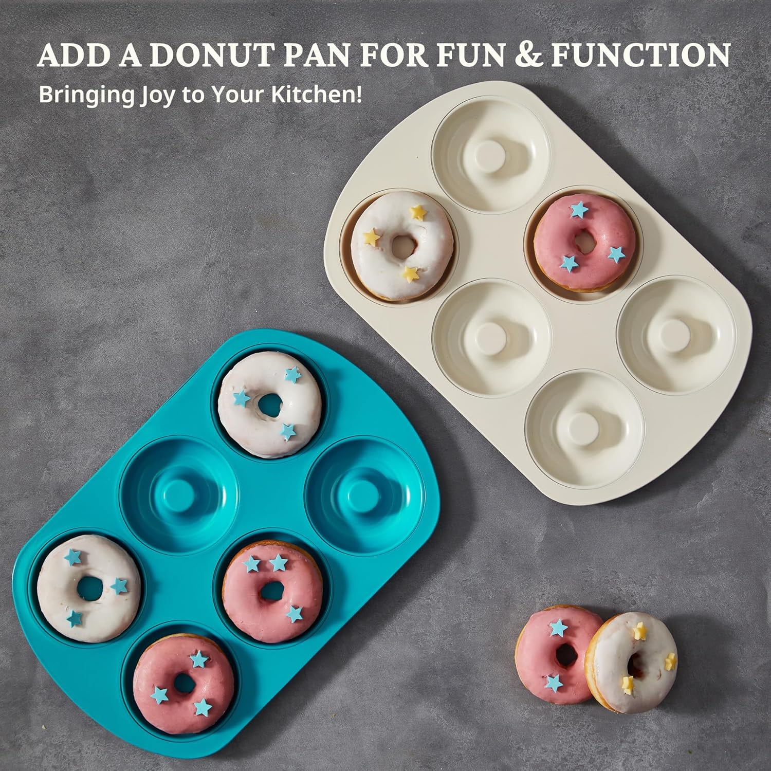 Stackable Bakeware Set, 9-Piece Baking Pans Set with Non-Stick Coating and Innovative Handles, Includes Exclusive Donut Pan a?? Ideal for Home and Professional Baking (Blue)