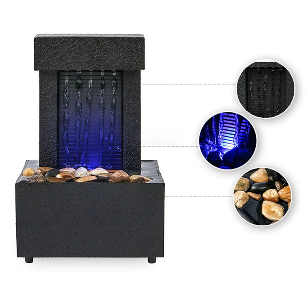 Desktop Waterfall Fountain USB/AA Battery Fengshui Water Fountain for Living Room Indoor Meditation Relaxation
