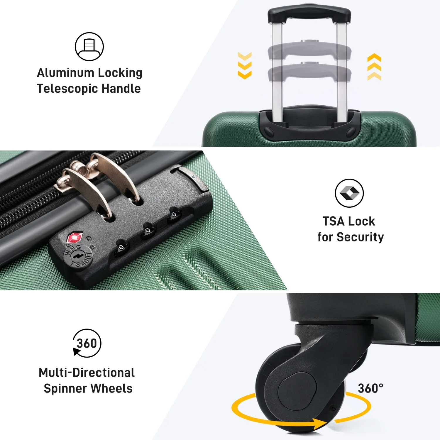 Luggage Sets 3 Piece, Hardside Expandable Ultra Durable PC Lightweight Carry On, Travel Suitcase Set with TSA Lock Spinner Wheels, Multicolor Purple