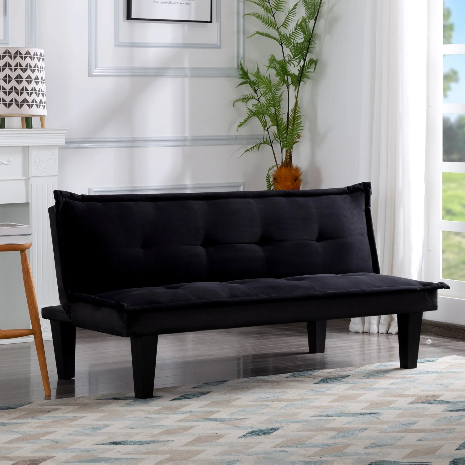 Gewnee Futon Sofa Bed,Black Futon Couch ,Sleeper Sofa Loveseat Convertible Couch for Small Spaces Compact Living Spaces,Apartment(Black)
