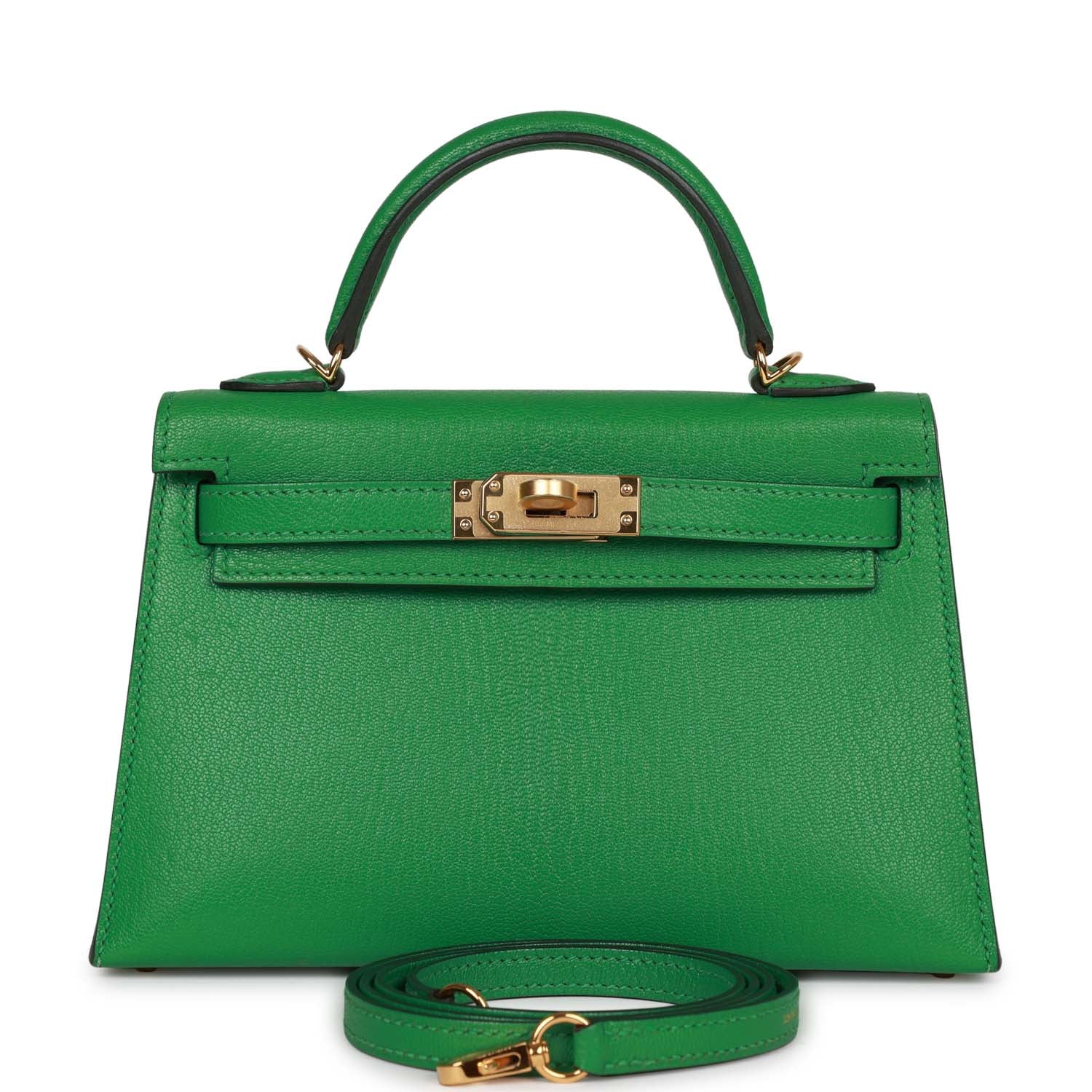 Kelly Sellier 20 Bambou Chevre Gold Hardware