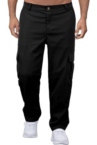 Mens Casual Cargo Pants Baggy Straight Leg