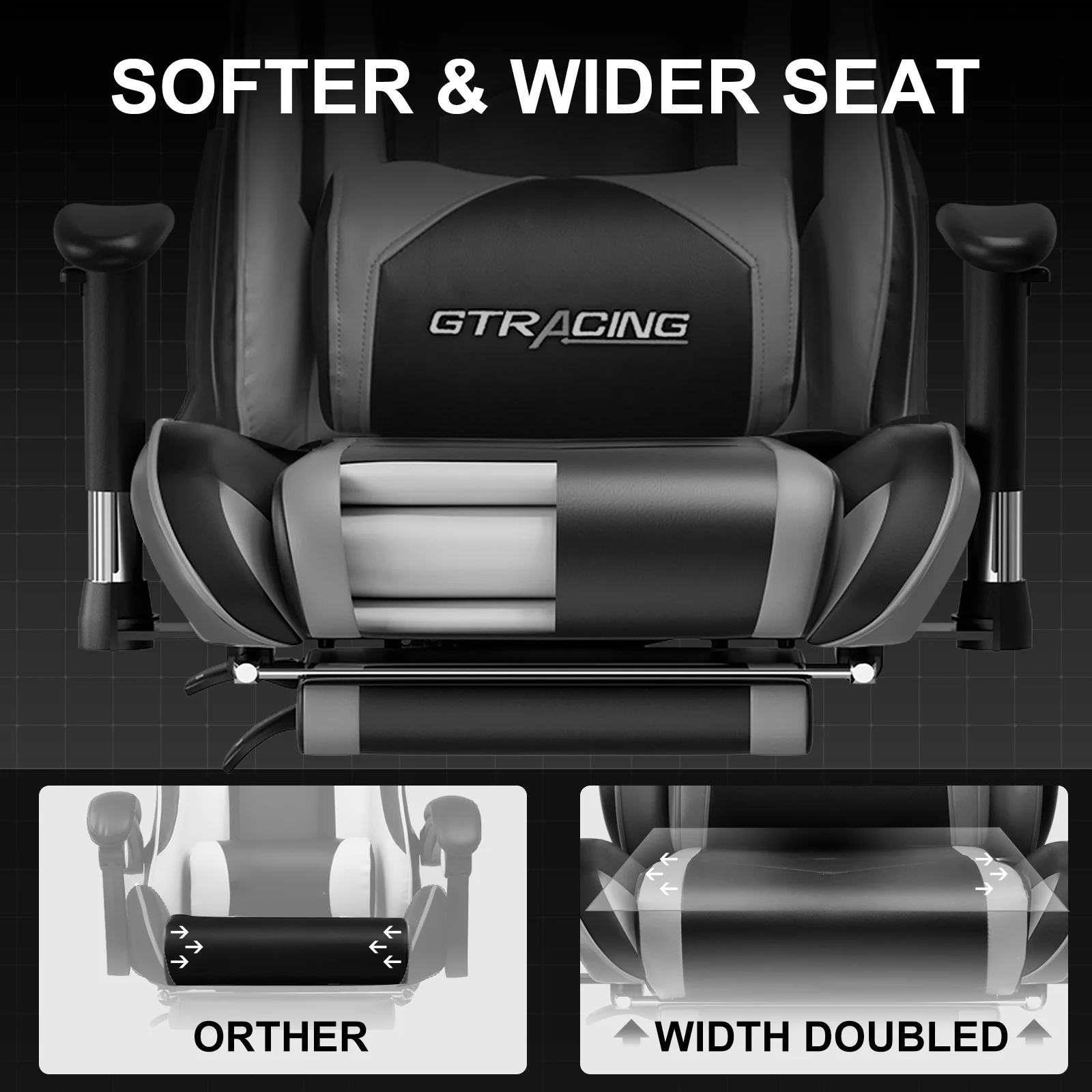 GTRACING Gaming Chair, Ergonomic Office Desk Chair with Lumbar Support, PU Leather, Footrest & Adjustable Headrest, Red