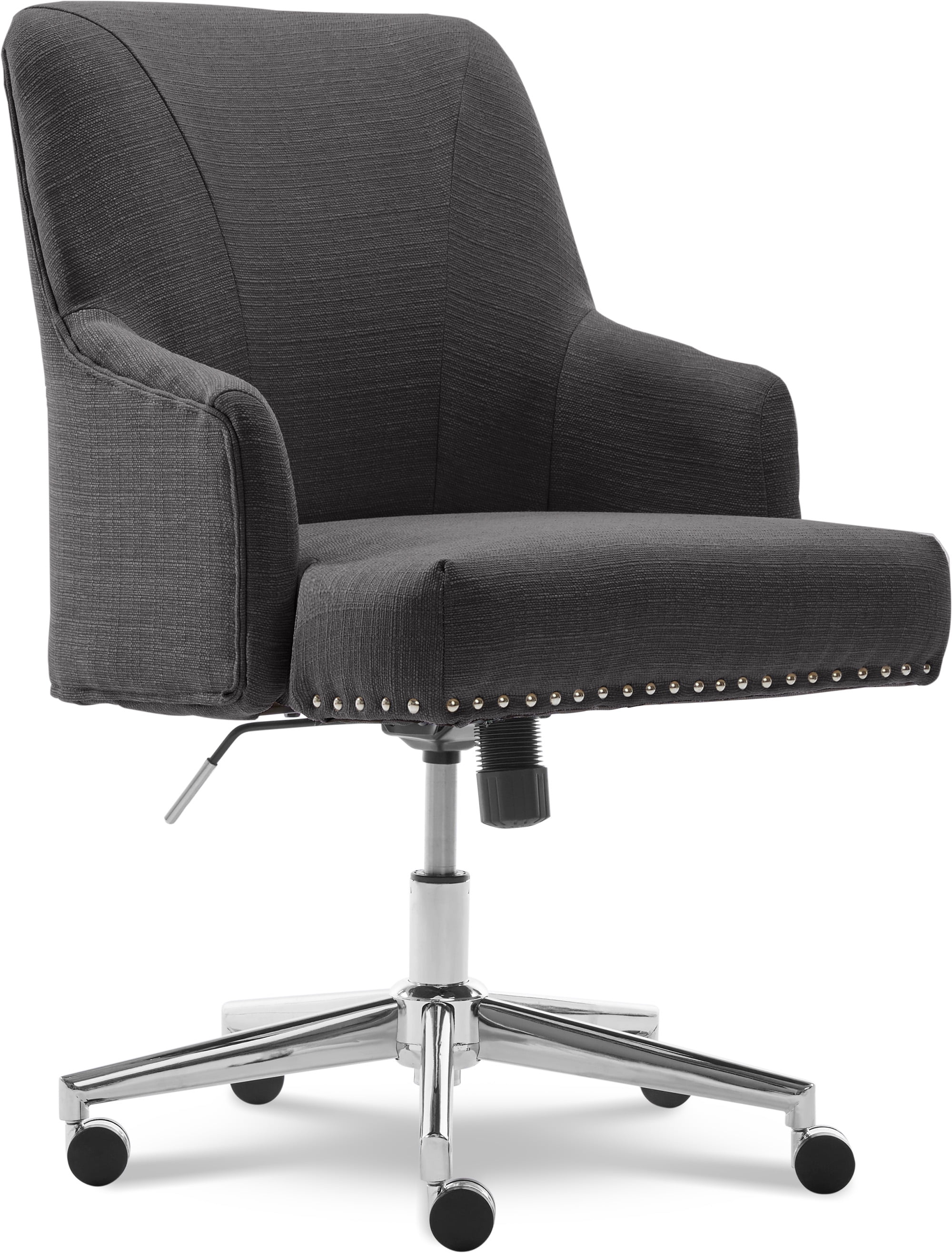 Serta Leighton Home Office Desk Chair Chrome Nailheads Twill Fabric Lilac Purple