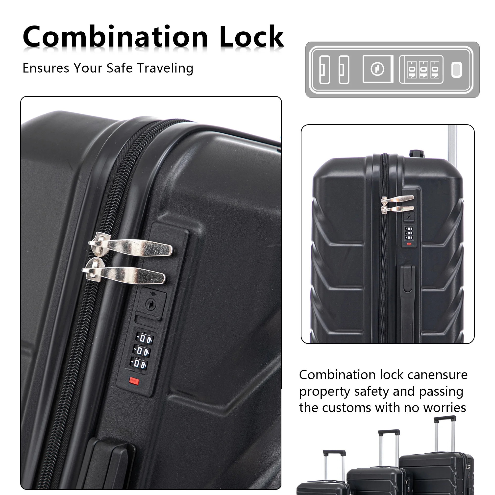 Luggage Sets 3 Piece(20/24/28), Expandable Carry On Suitcase with ABS Spinner Wheel TSA Lock