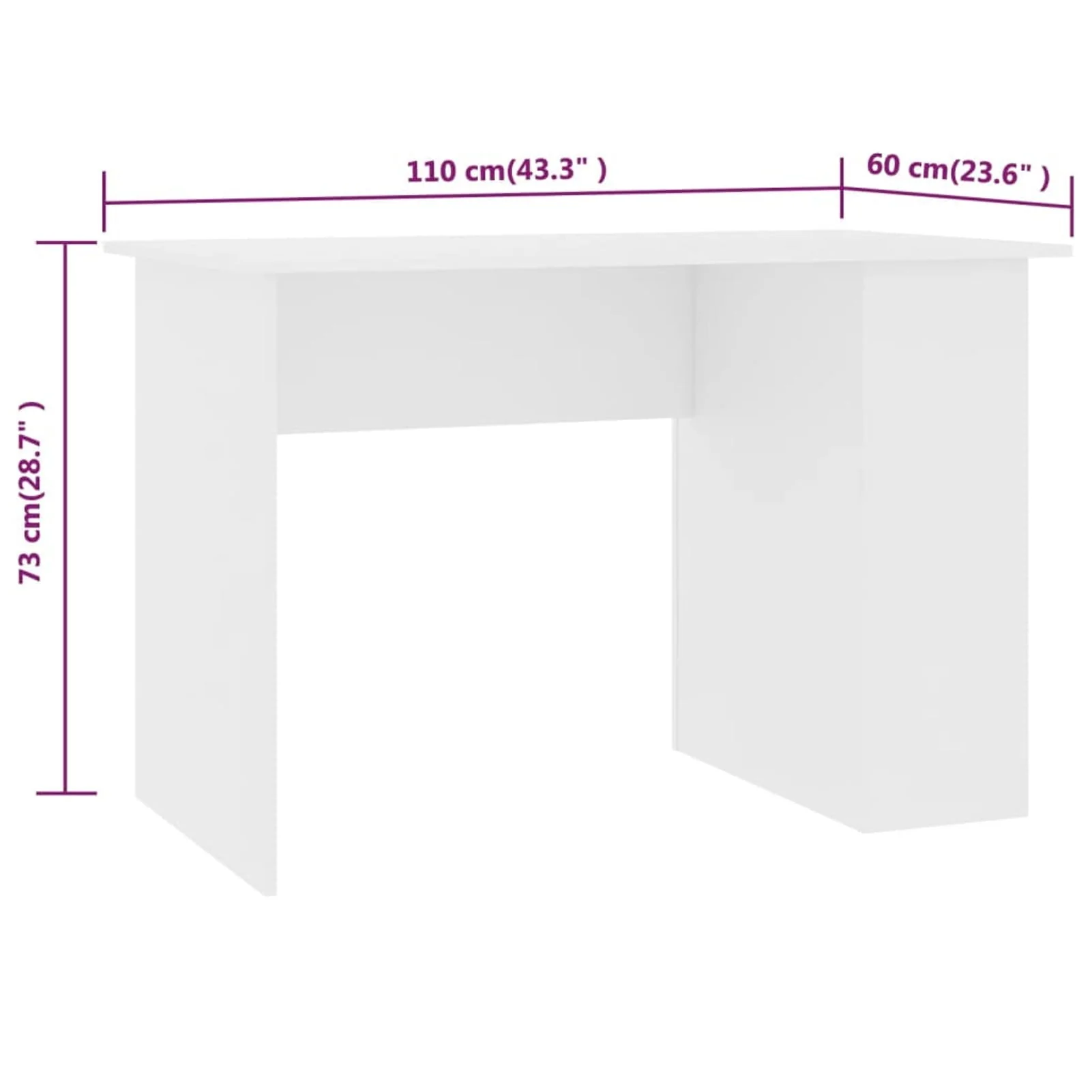 moobody Computer Desk with Storage Shelves Engineered Wood Writing Desk Gaming Table White Home Office Furniture 43.3 x 23.6 x 28.7 Inches (W x D x H)