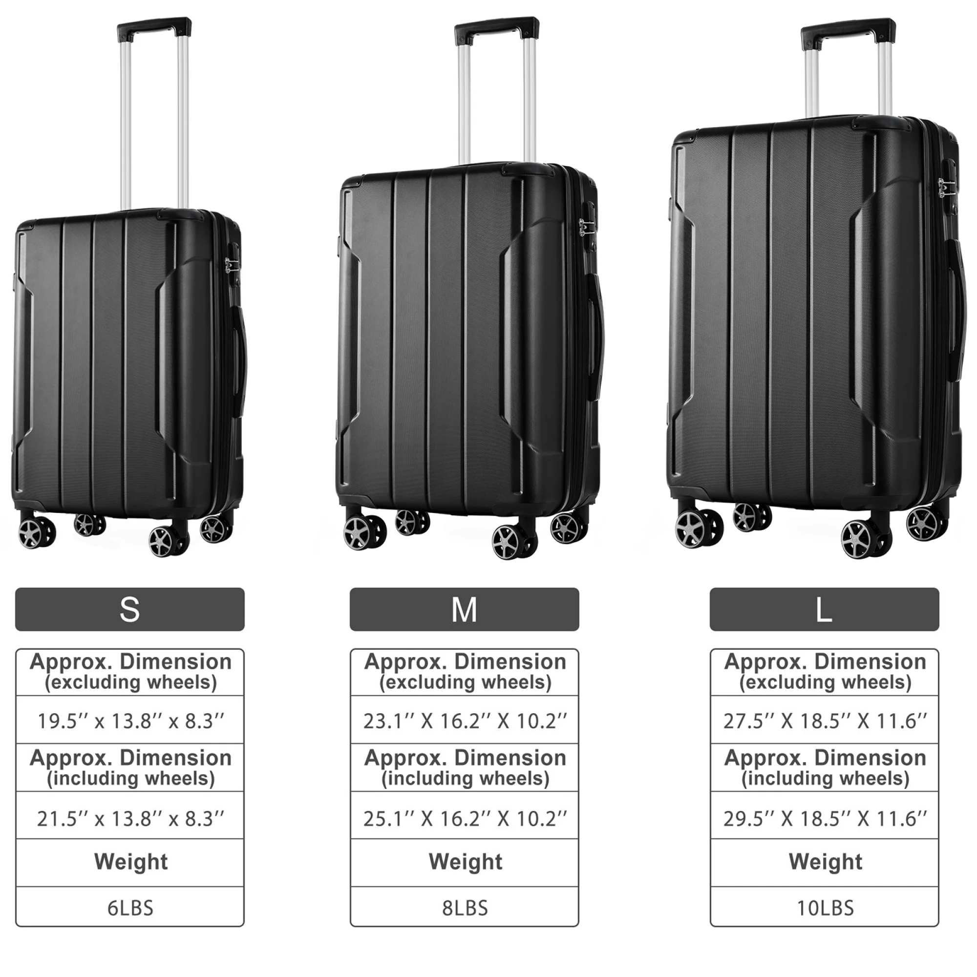 Luggage Sets 3 Piece, Expandable Hard shell ABS Suitcases with Double Spinner, Travel luggage Set