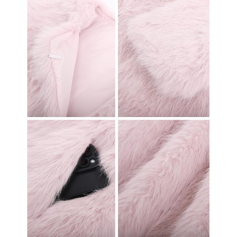 Women Faux Fur Coat Fluffy Long Sleeve Open Front