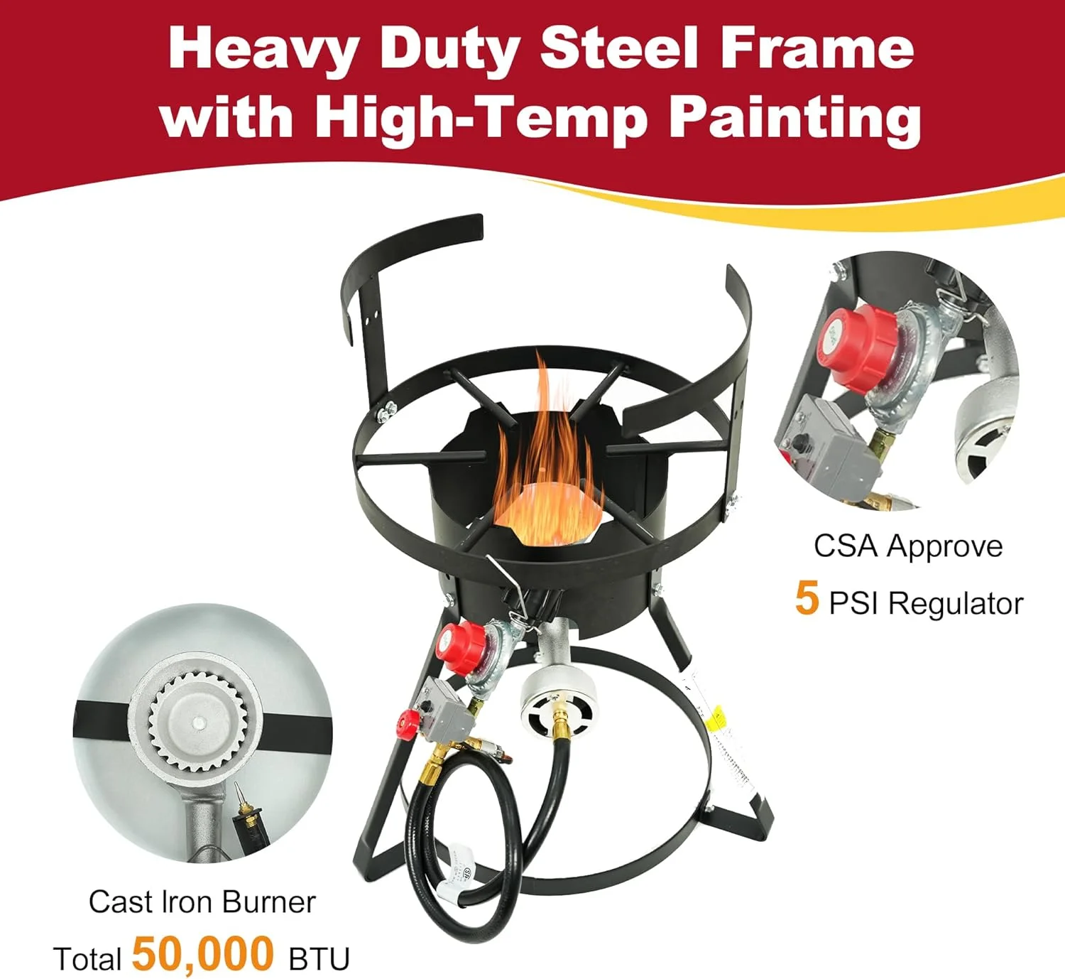 Red Mountain Valley Outdoor Propane Turkey Deep Fryer Set 30&10 Quart Fish Fryer with Basket, 50,000 BTU Burner, Large Seafood Boiler Kit, Outdoor Cooking for Frying, Boiling