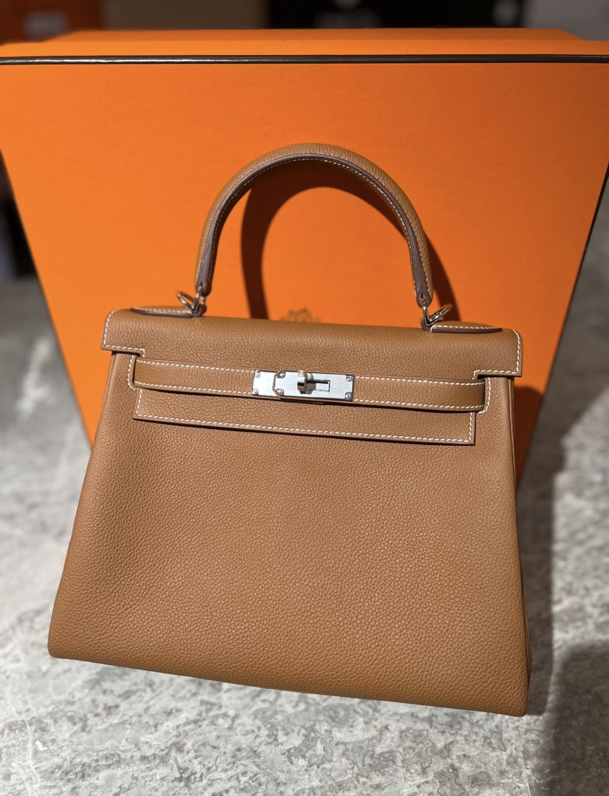 Kelly 25-28 Brown TOGO leather silver hardware custom