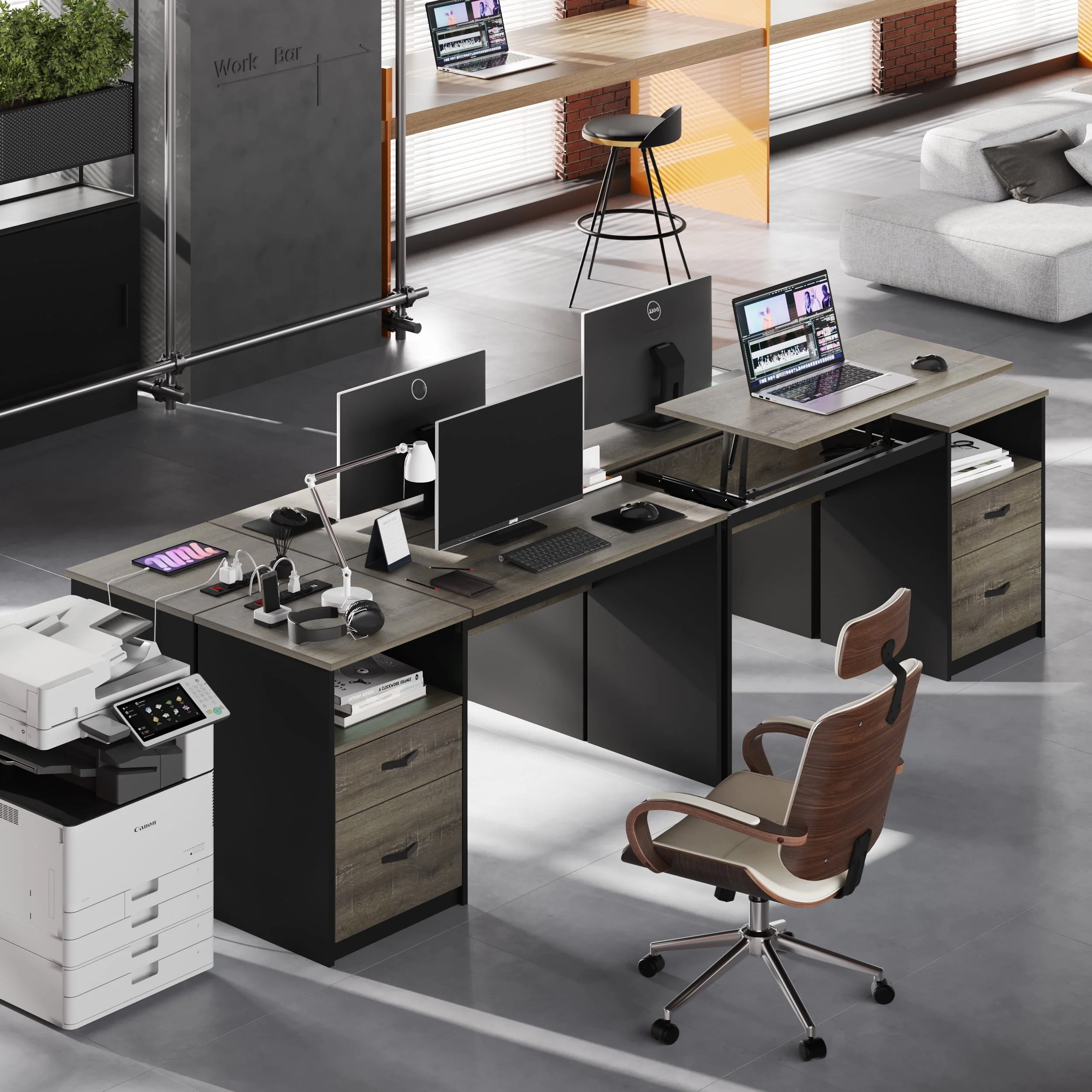 Bestier Computer Desk with Drawers Power Outlet  60