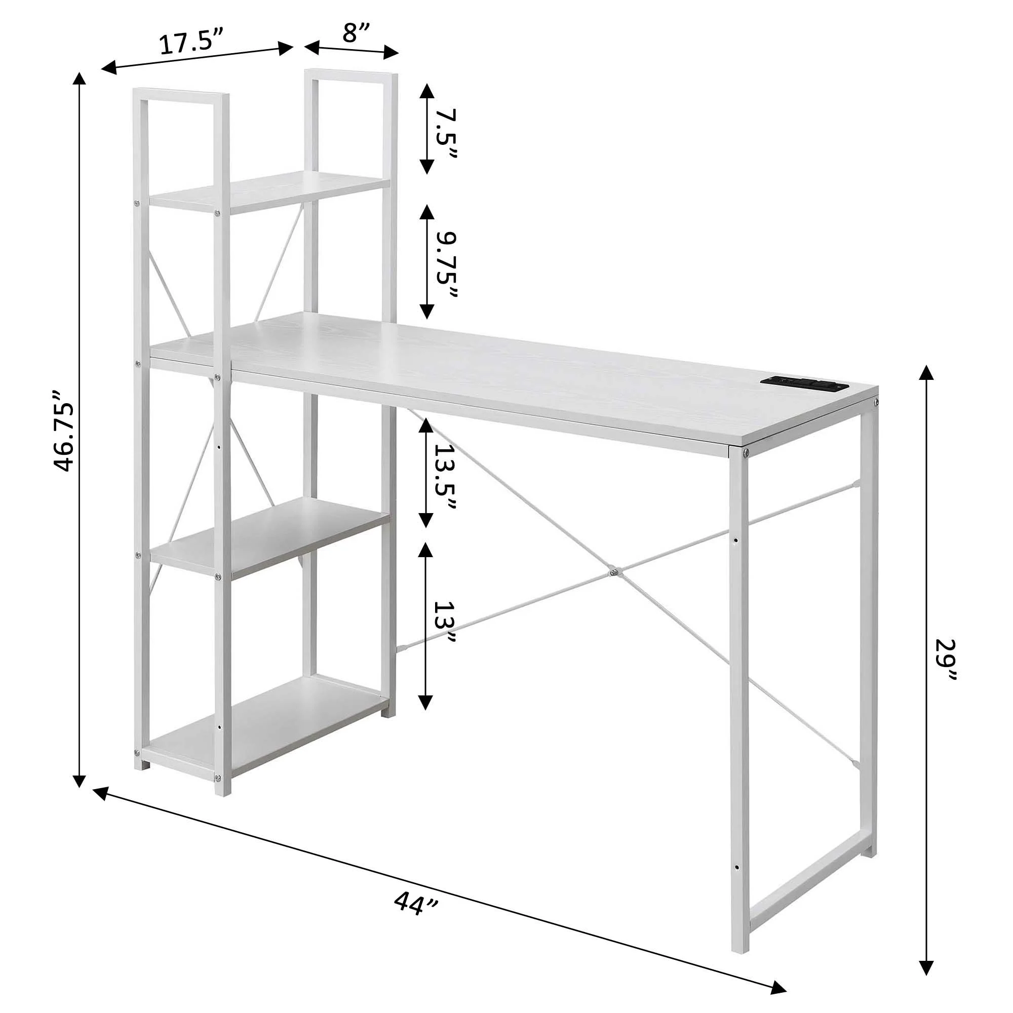 Convenience Concepts Designs2Go Office Workstation Desk with 2 Outlets & 2 USB Ports