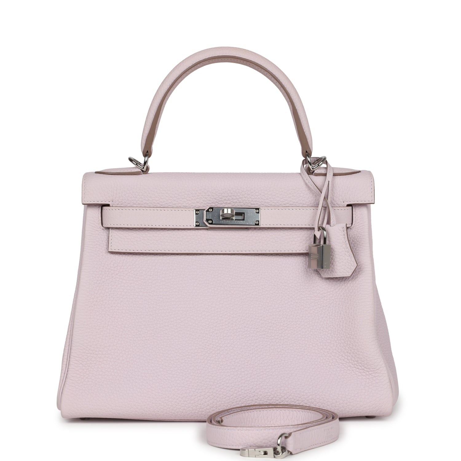 Kelly Retourne 28 Mauve Pale Clemence Palladium Hardware