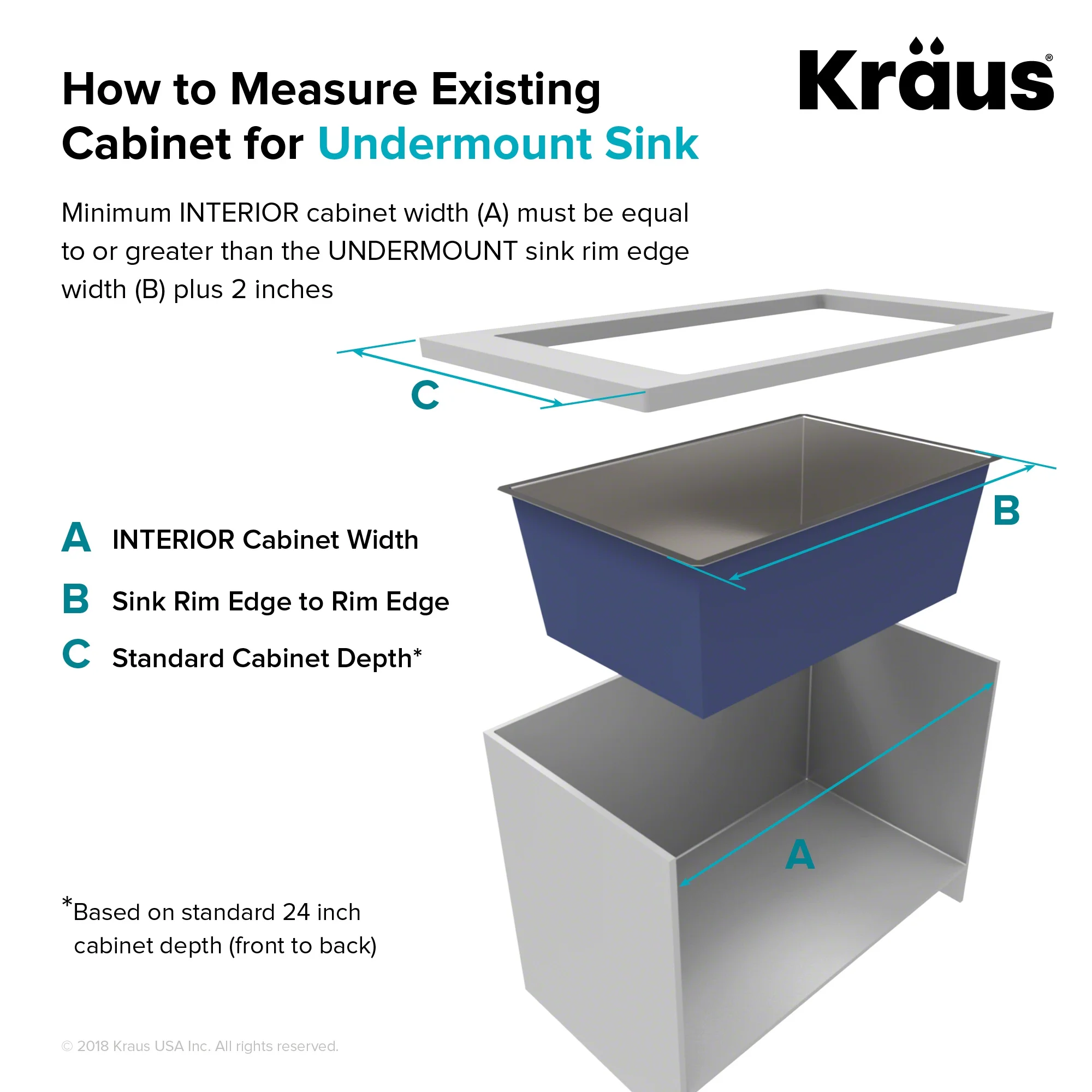 KRAUS Pax Zero-Radius 24-inch 18 Gauge Undermount Single Bowl Stainless Steel Laundry and Utility Sink
