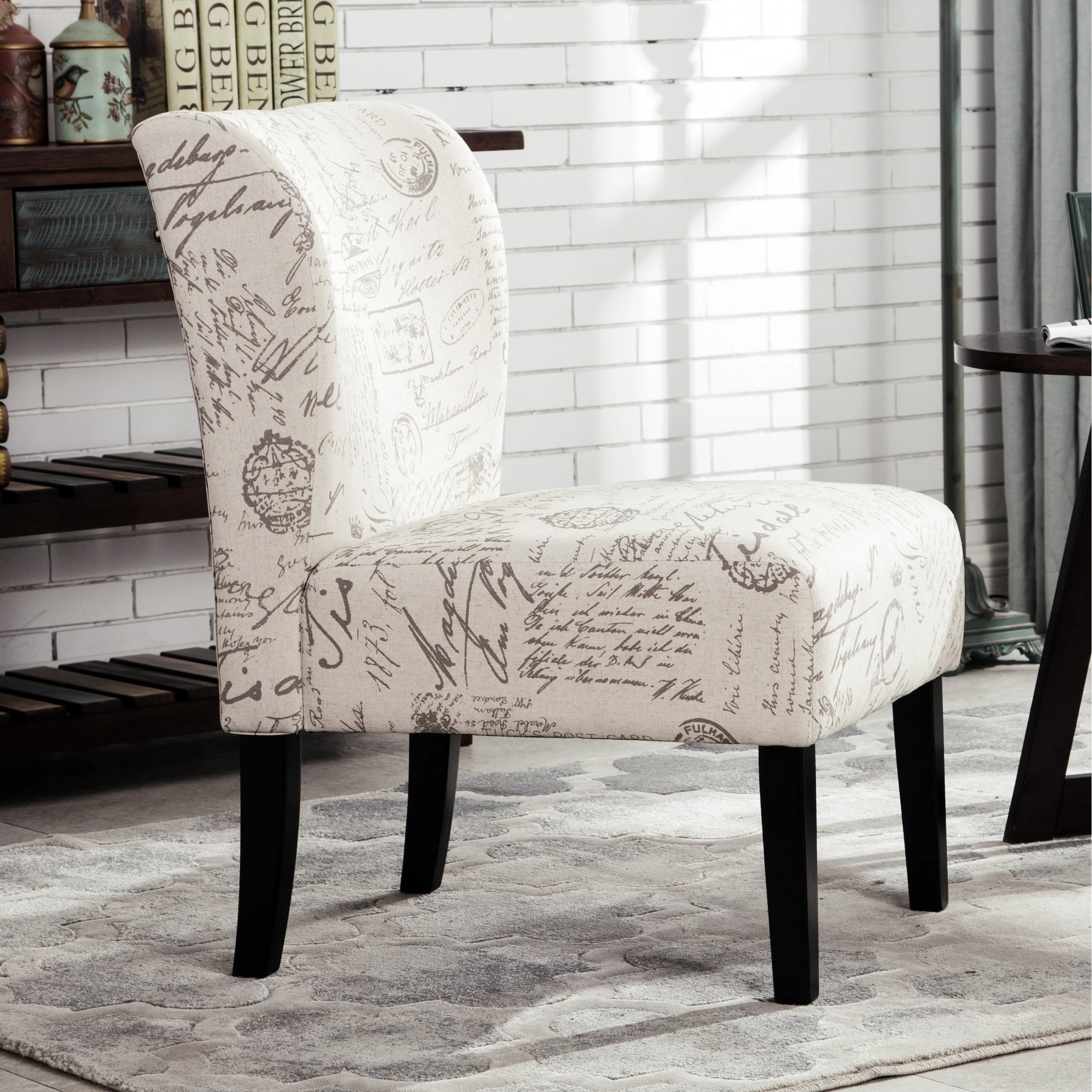The Curated Nomad  Pavilion Upholstered Armless Accent Slipper Chair Natural Floral