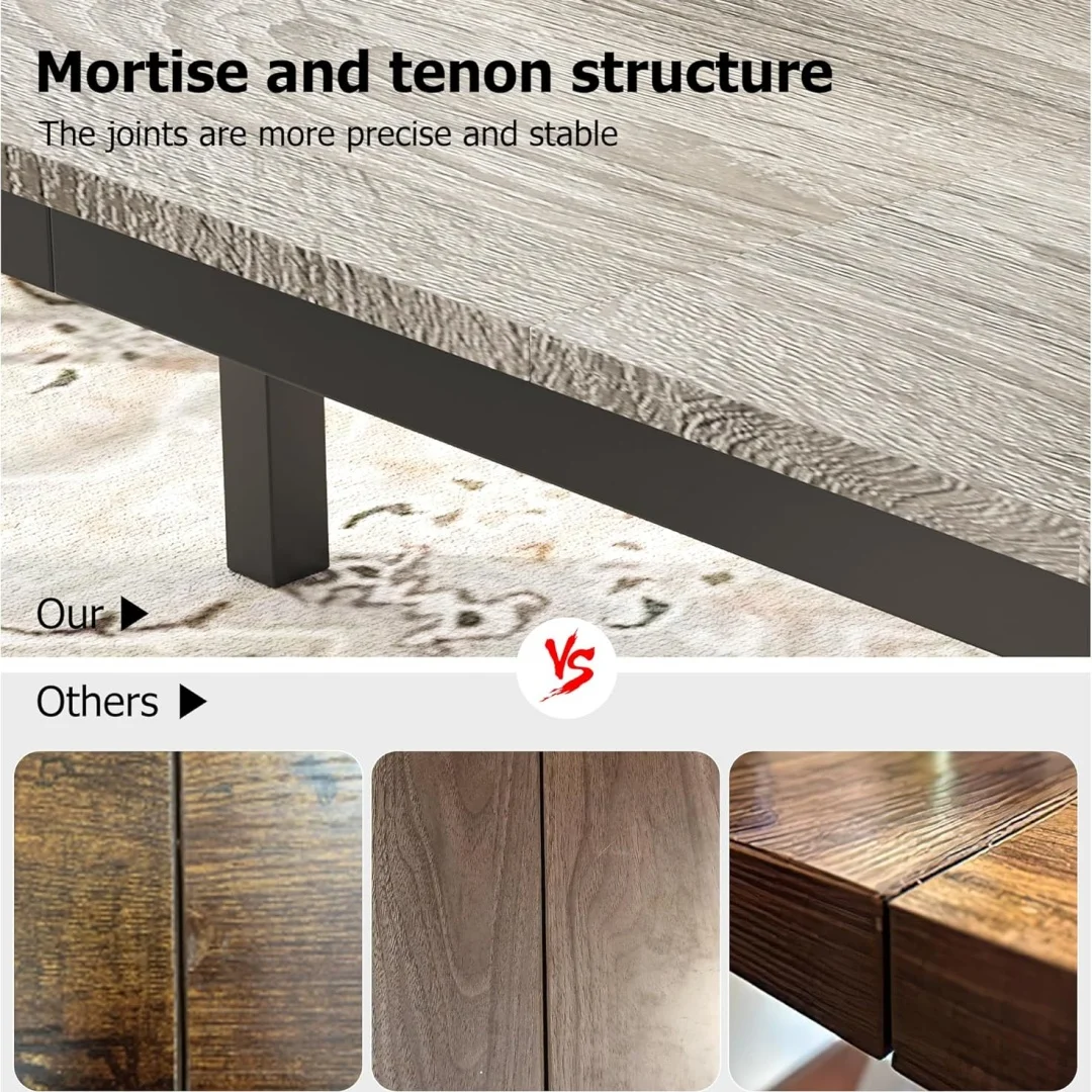71 Inch Industrial Dining Table, Large Rectangle Kitchen Table with Metal Legs, Round Corners, Wooden Conference Tables Writing Desk for Dining Room, Living Room