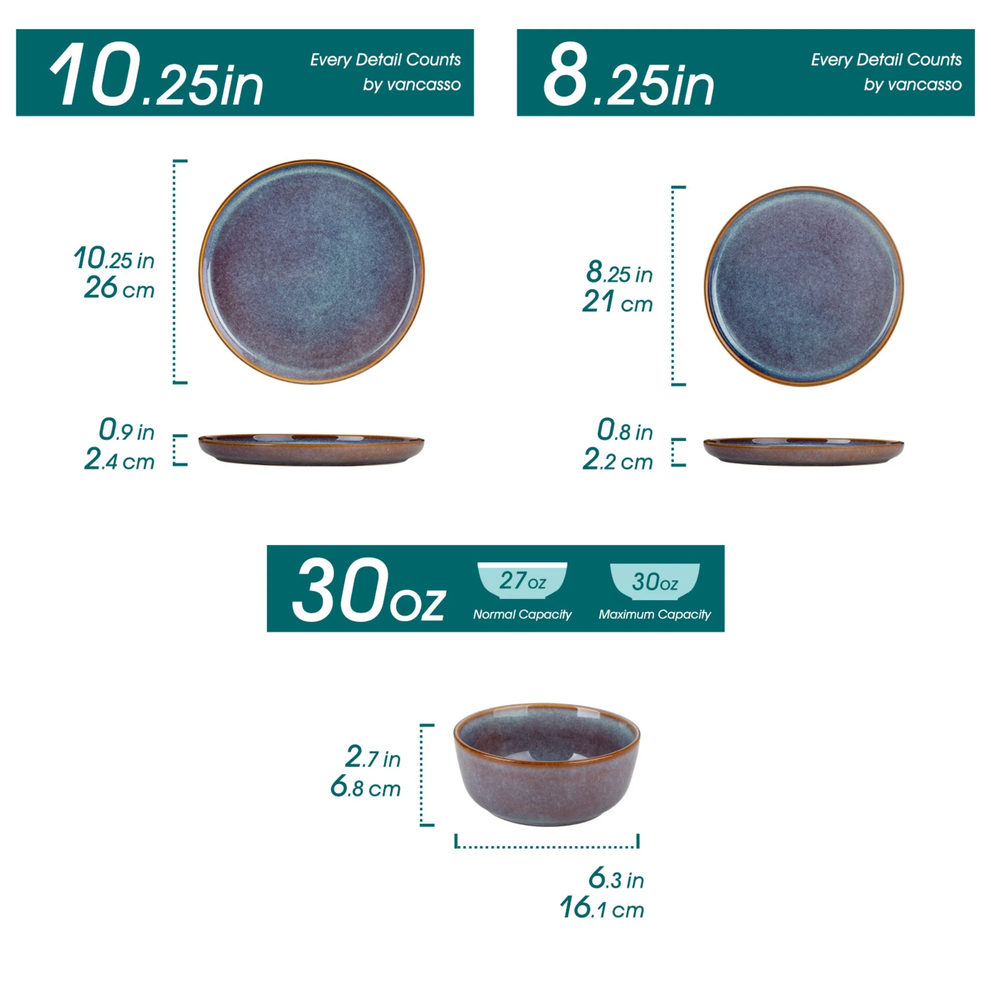 Malacasa 24 Pcs Dinnerware Sets, Stoneware Plates and Bowls Set, Tableware Dishwasher Microwave Safe, Serves For 6 people, Brown