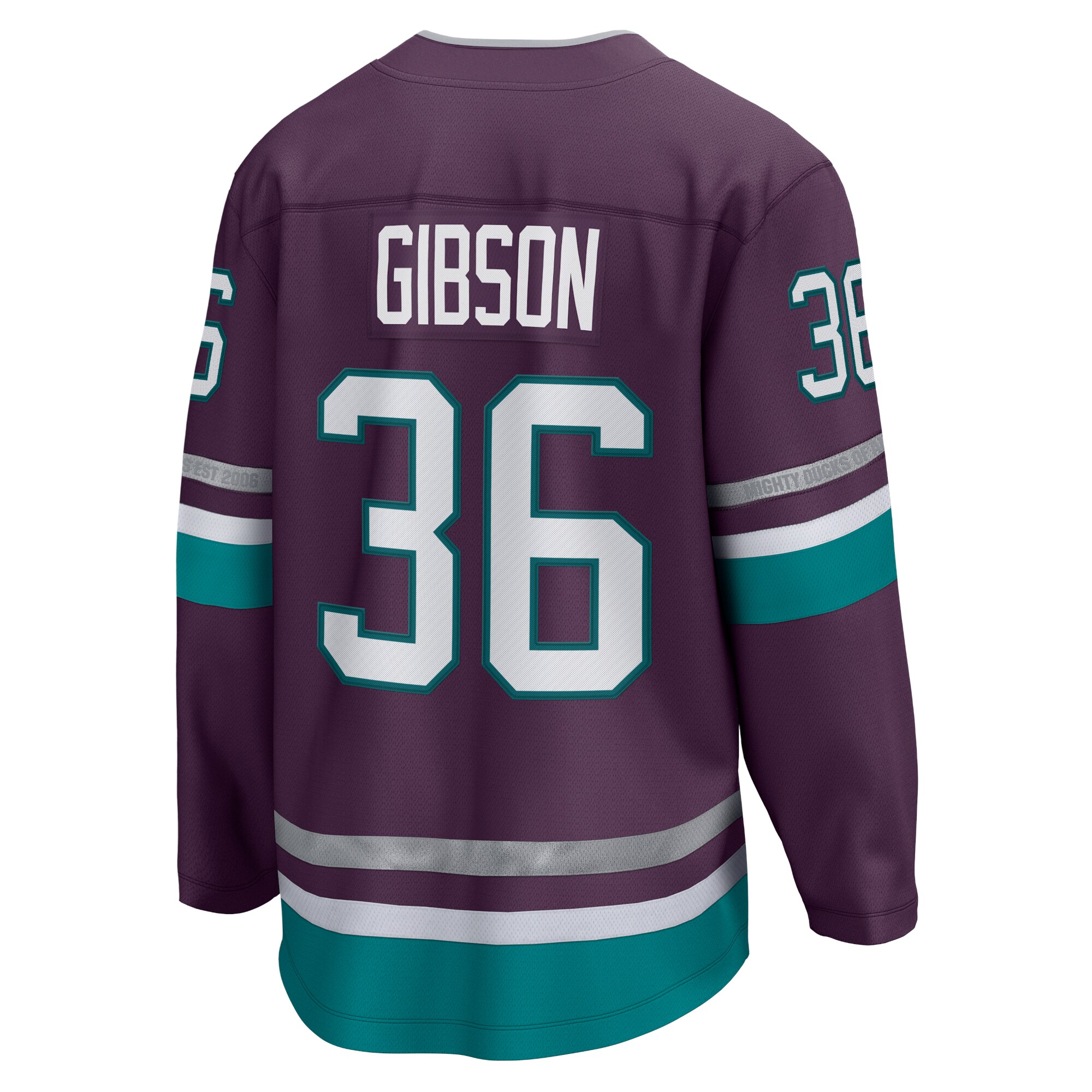 John Gibson Anaheim Ducks Fanatics 30th Anniversary Premier Breakaway Jersey – Purple