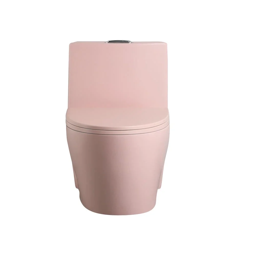 Spaco 1.1/1.6 GPF Dual Flush One-Piece Toilet, Button on Tank top S-trap 12 inches, Elongated Bowl with Soft Close Seat, Water-Saving MAP 1000g, Comfort Chair Seat ADA Height, Light Gray