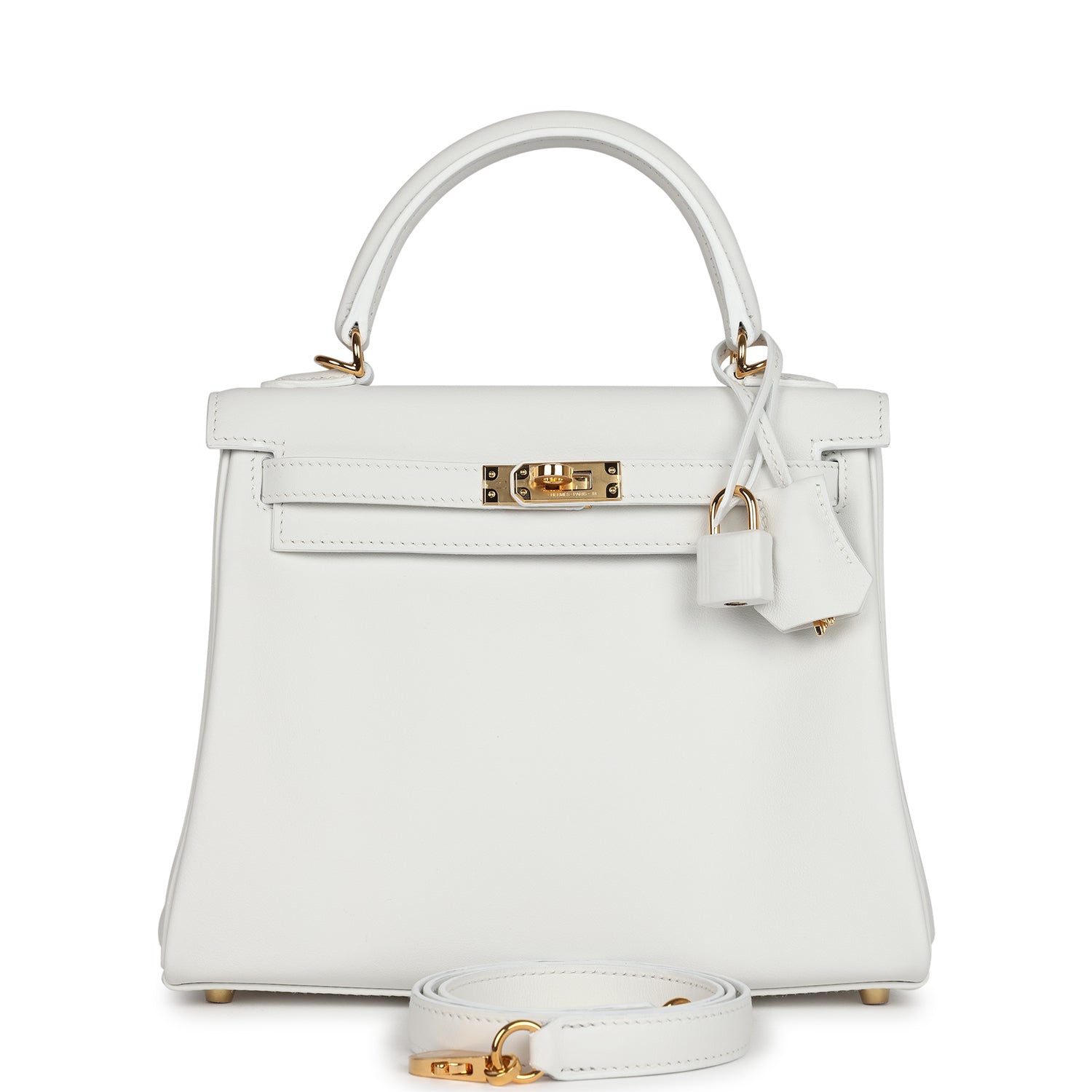 Kelly Retourne 25 New White Swift Gold Hardware
