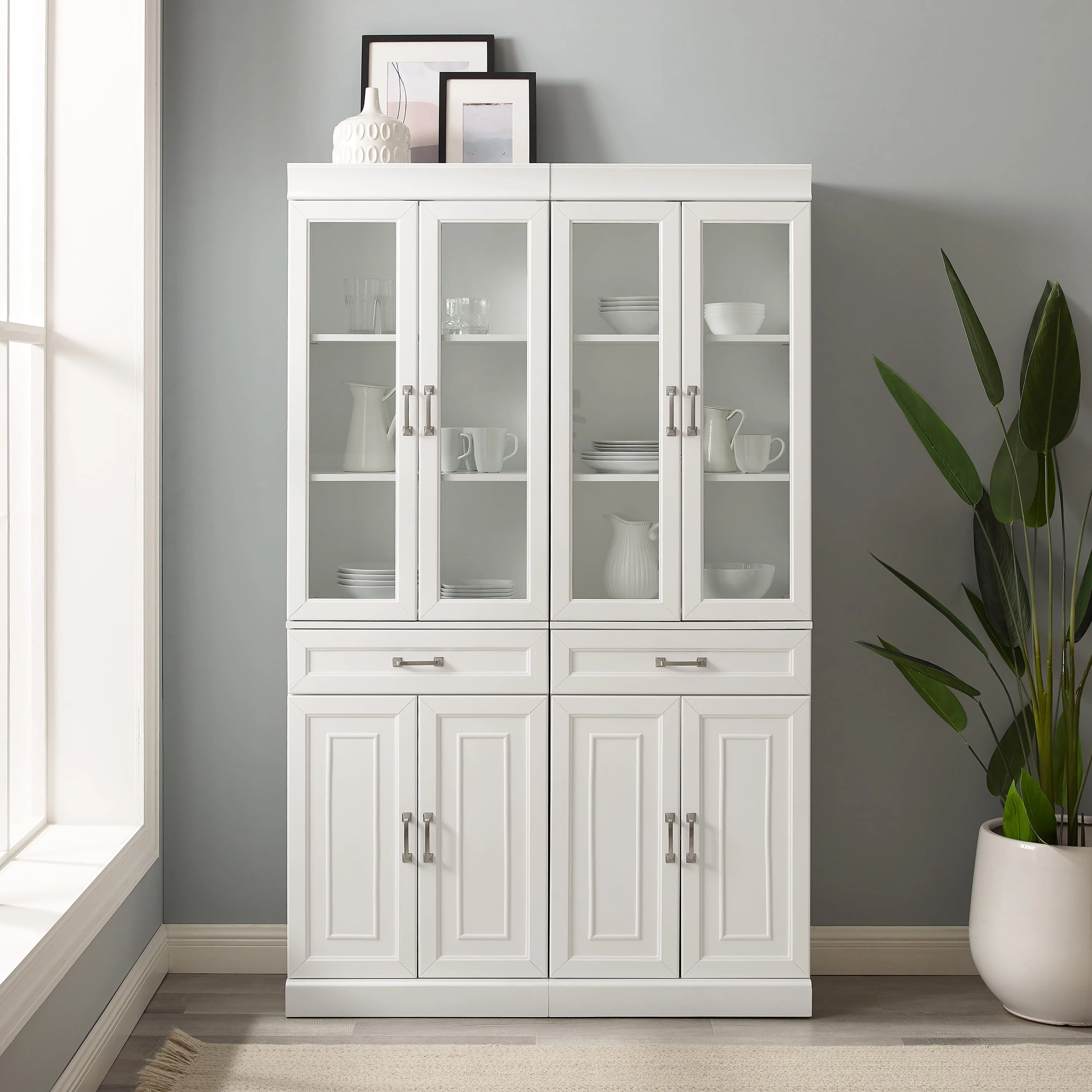 Crosley Brands Stanton 2Pc Glass Door Pantry Set White - 2 Pantries