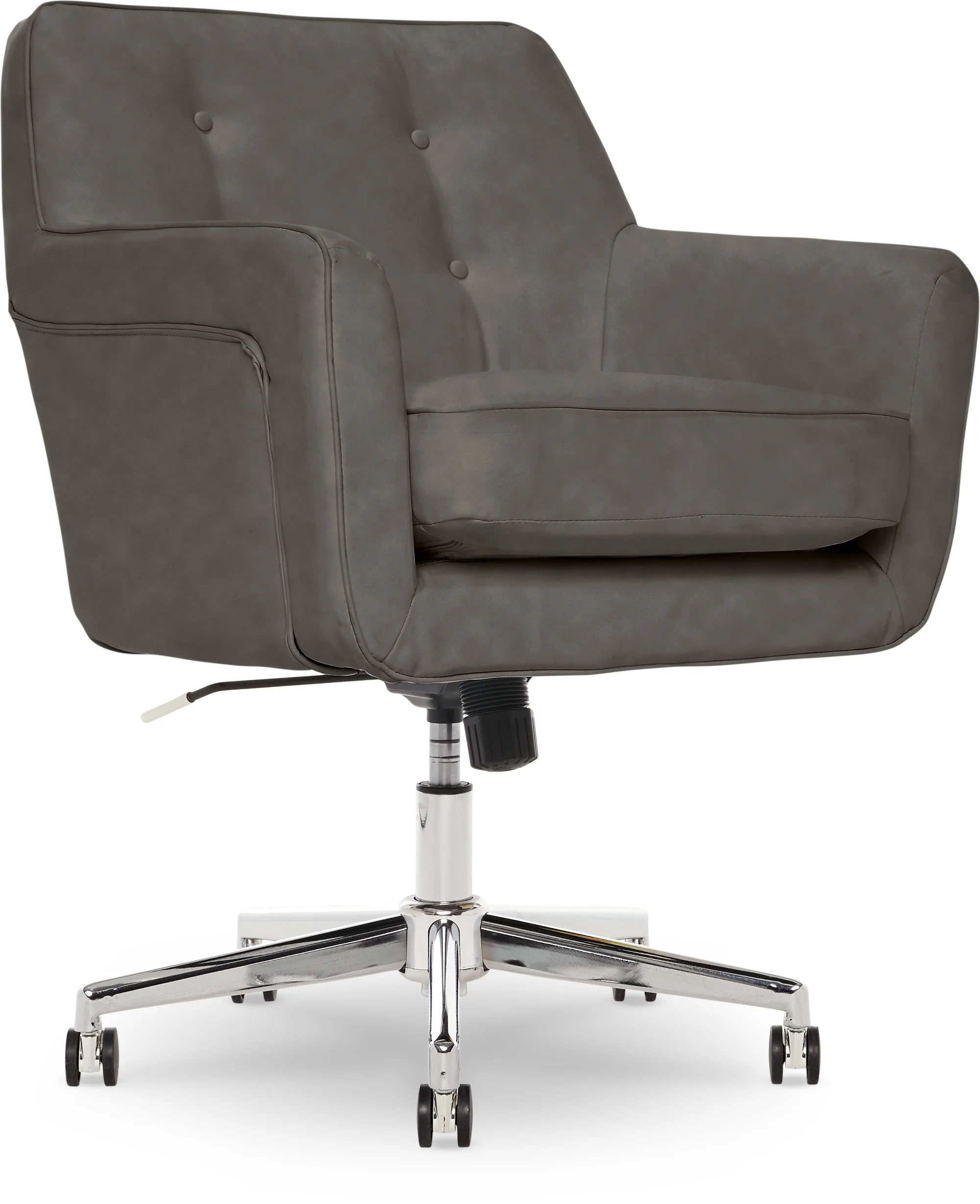 Serta Ashland Office Desk Chair, Button Tufted Mid-Back, Memory Foam Cushion, Chrome Swivel Base, Charcoal