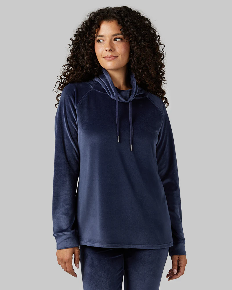 WOMEN'S SOFT VELOUR FUNNEL NECK TOP