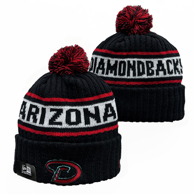 New Era Black/Red Arizona Diamondbacks Cuffed Knit Hat with Pom