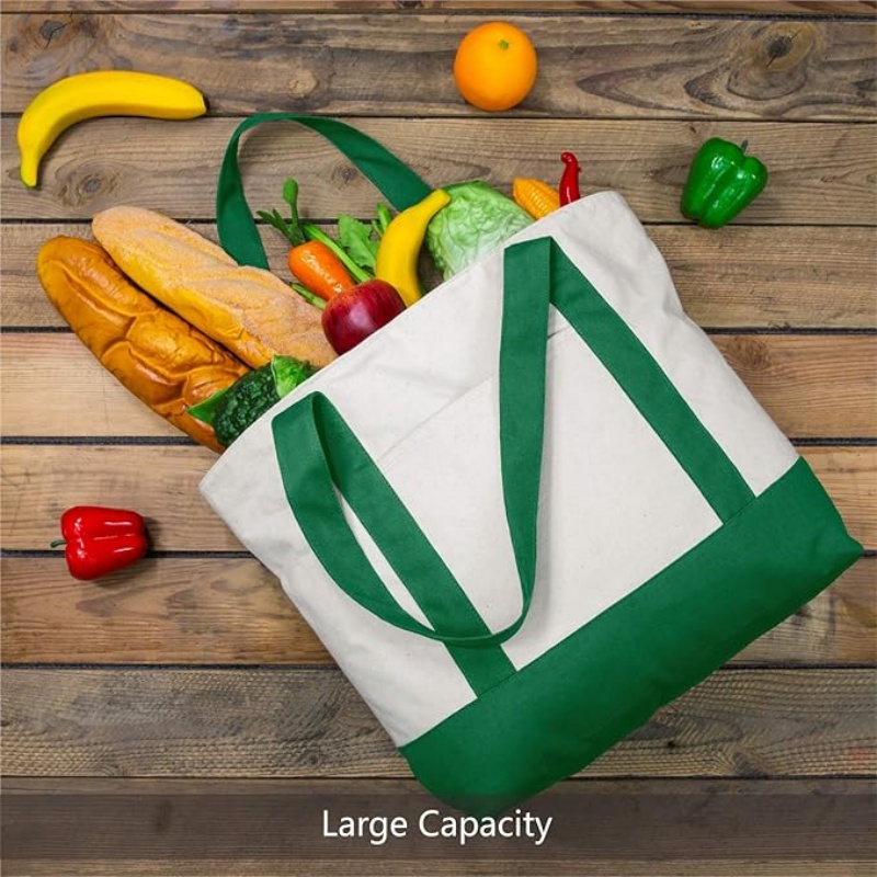 CANVORY 1-Pack Canvas Tote Bag with an External Pocket