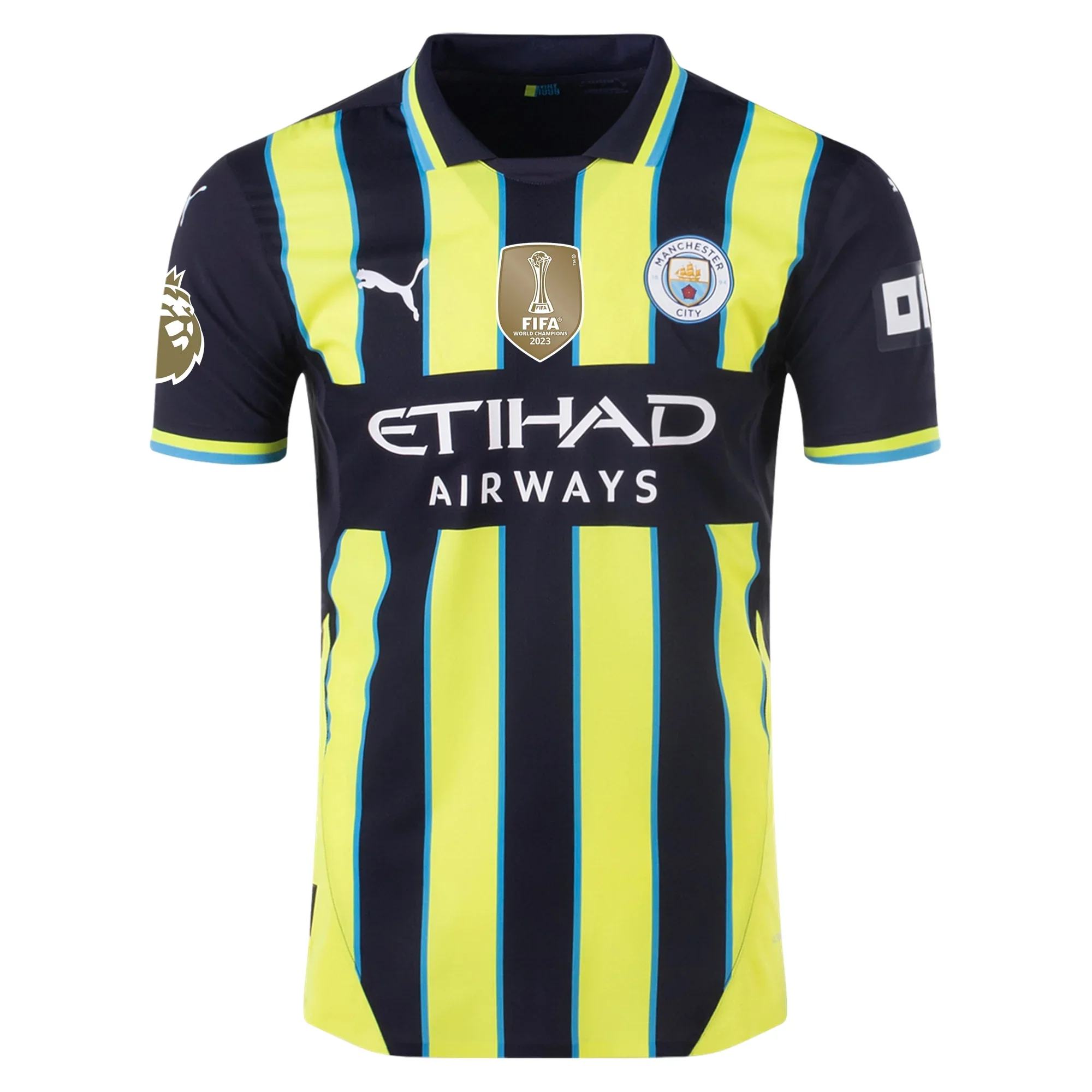 Puma Manchester City Authentic Erling Haaland Away Jersey w/ EPL + Club World Cup Patch 24/25 (New Navy/Yellow Glow)
