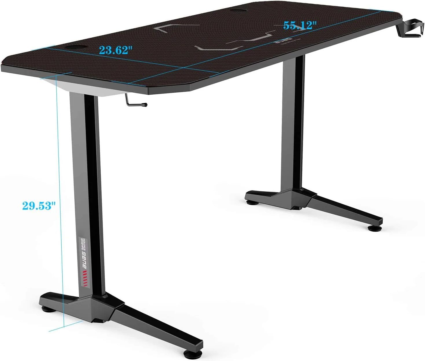 Arlopu 55'' Gaming Desk PC Laptop Computer Desk T-Shaped Gamer Table Workstation with Moused Pad, Cup Holder & Headphone Hook