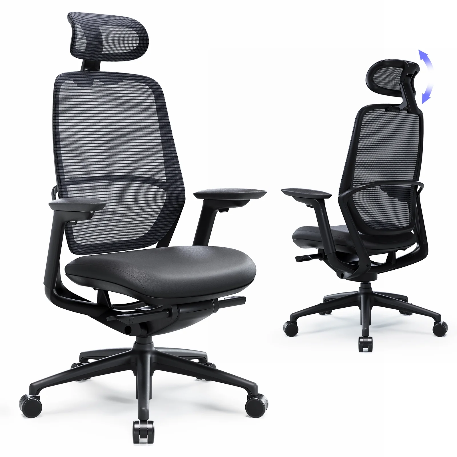 Ergonomic Office Chair, High Back Mesh Desk Chair with Adjustable Lumbar Support, Reclining Backrest, 4D Armrests, Breathable Mesh, Comfortable Computer Chair for Home Office, Work,Study