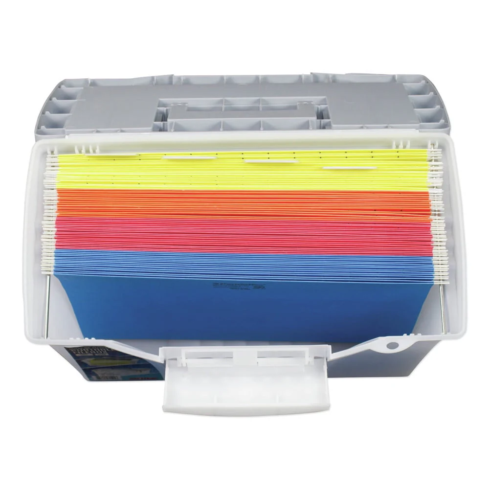 Storex Portable File Storage Box w/Organizer Lid Letter/Legal Clear 61511U01C
