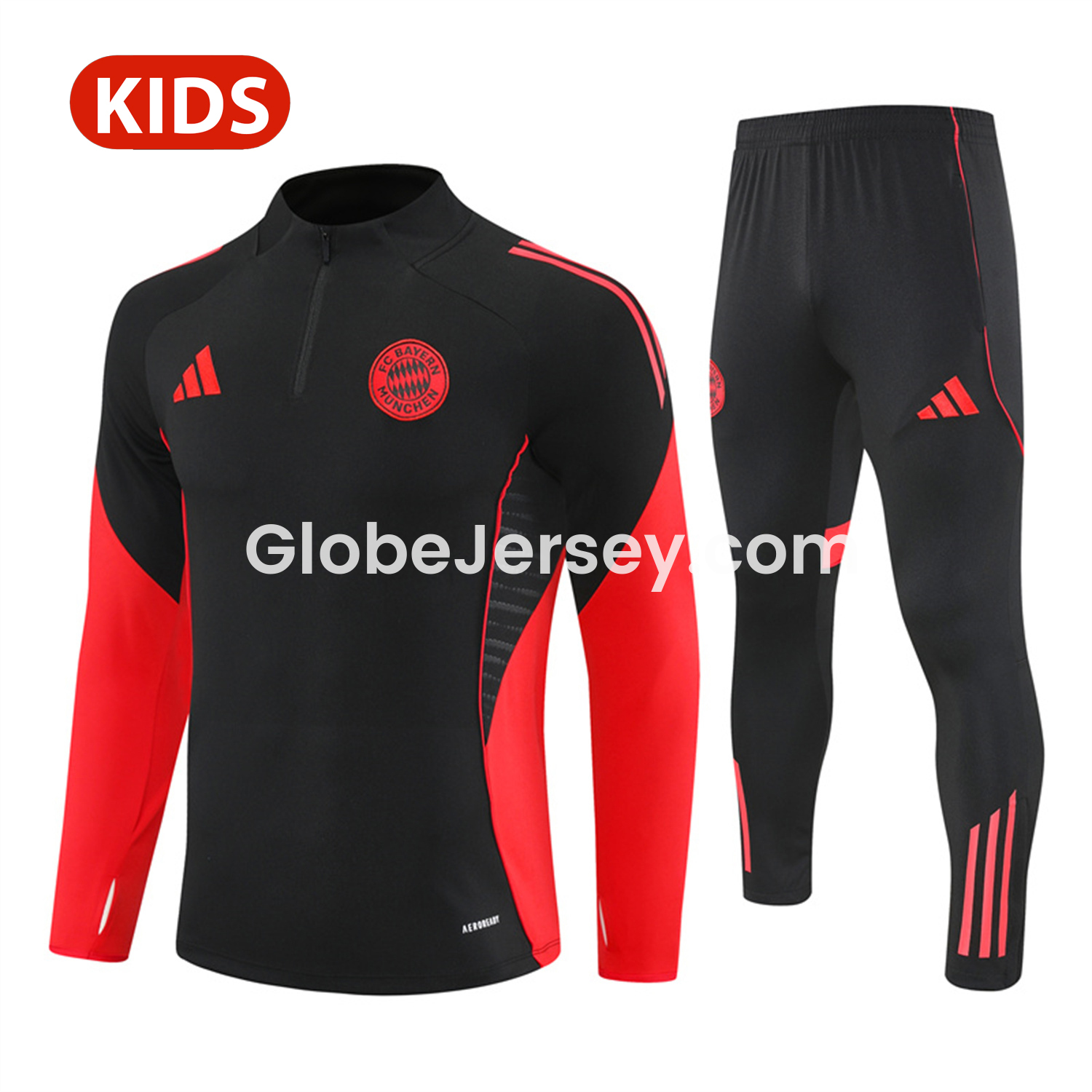 Bayern Munich 25-26 Kid Long Sleeves Training Set - Black Top & Black Pants