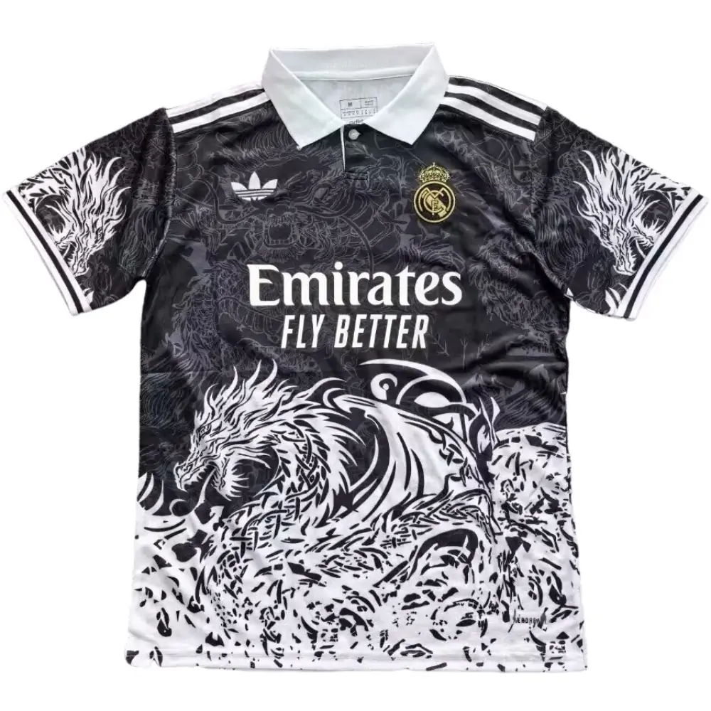 2025-26-Real Madrid POS Black and White Dragon - Jersey - Fan Edition