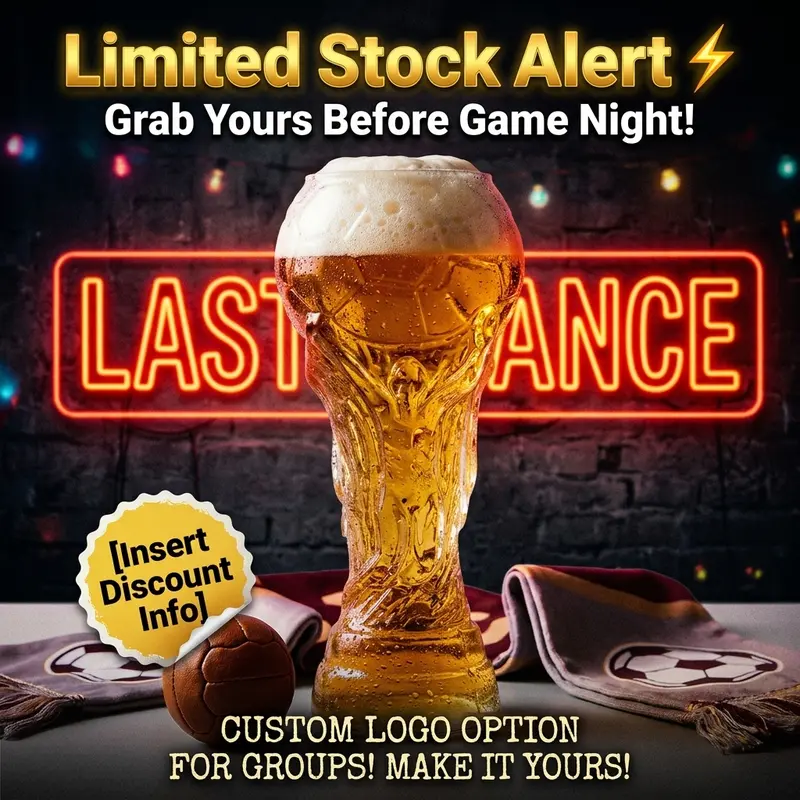 2026 World Cup Trophy-Inspired Beer Mug—A golden championship-style mug, a must-have for watching the games!