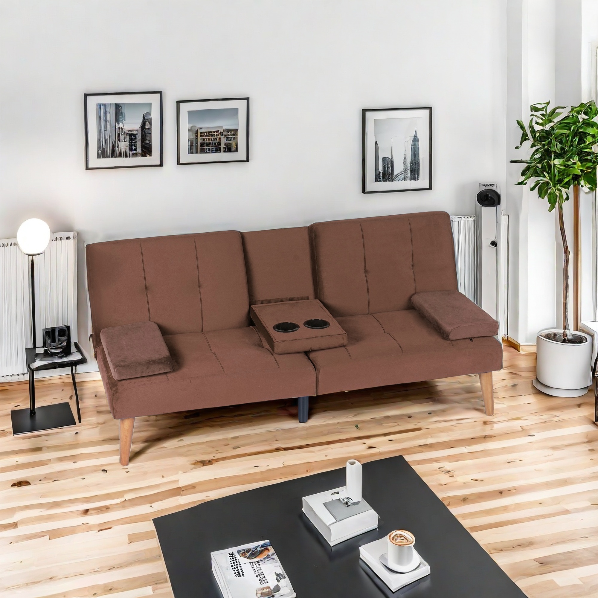 Modern Velvet Upholstered Futon Sofa Bed for Living Room,65