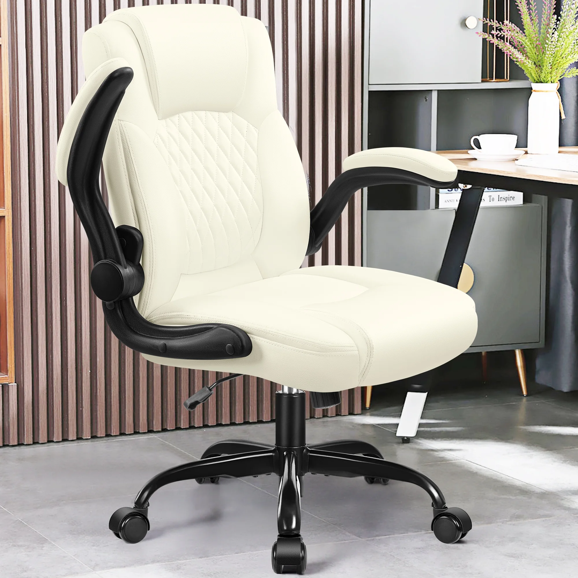 COOLHUT Leather Office Chair, Big and Tall Office Chair 400LBS Wide Seat Ergonomic Computer Desk Chair High Back Executive Leather Chair Adjustable Task Chair Lumbar Back with 8-Year Warranty, Black