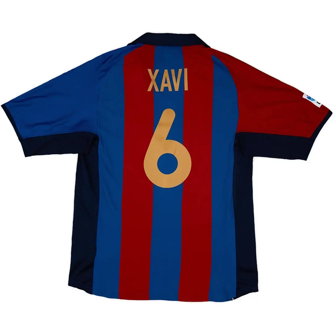 XAVI #6 Retro Barcelona 2001/02 Home Soccer Jersey