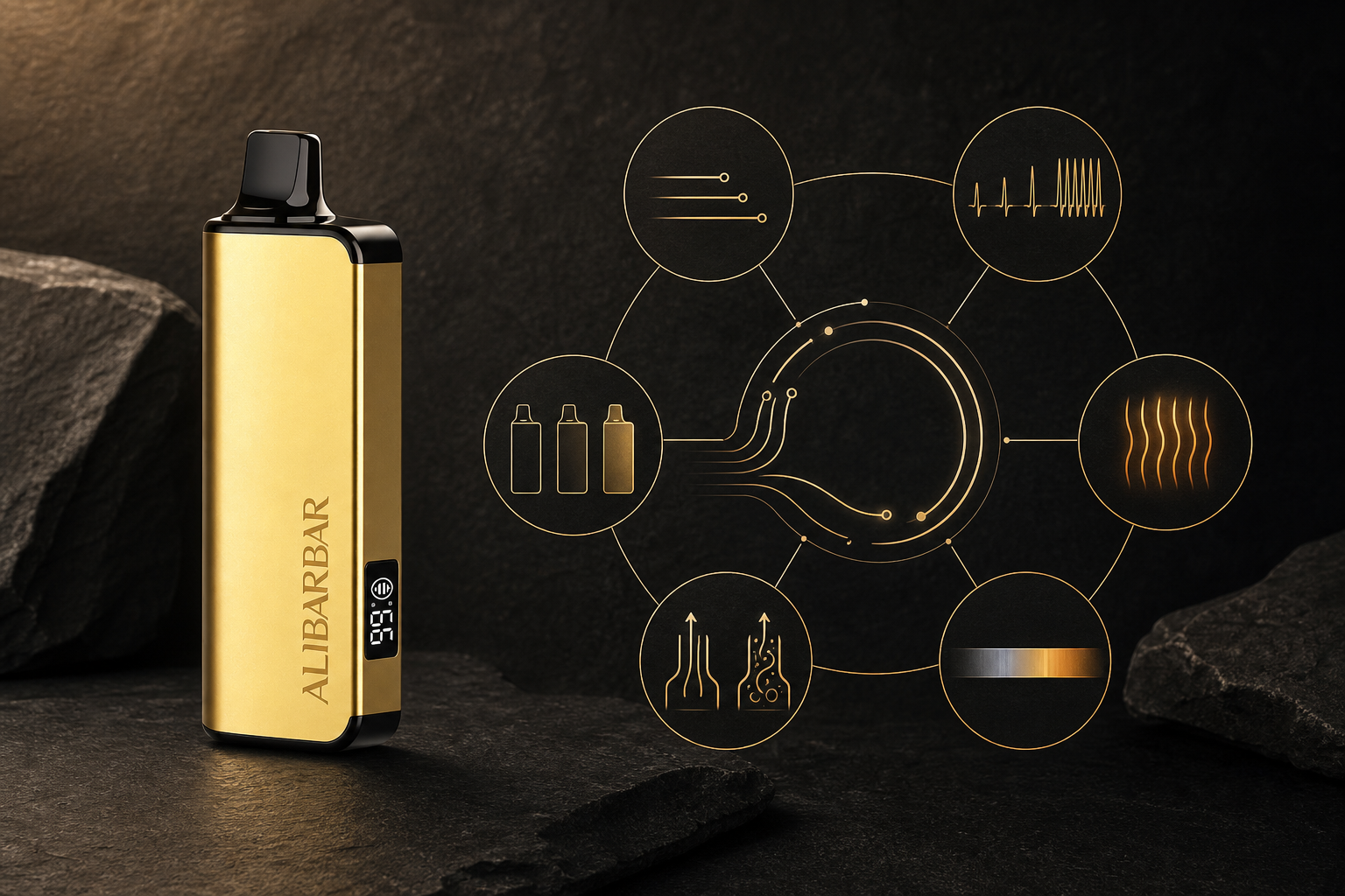 ALIBARBAR Ingot 9000 small numeric LCD showing approximate remaining e-liquid