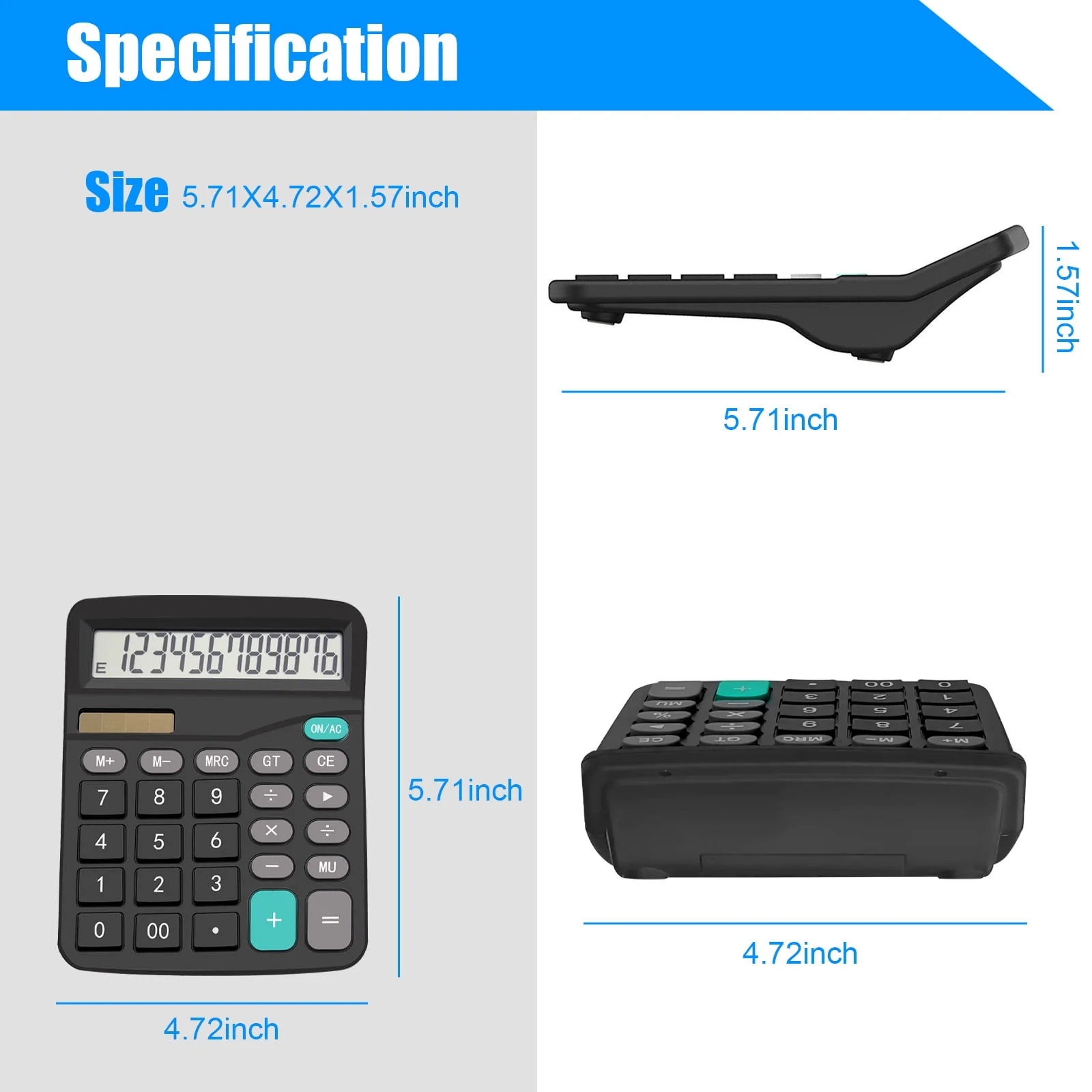 Office Calculator, TSV Standard Function Desktop Calculator with 12 Digit Large LCD Display, Solar and Battery Dual Power
