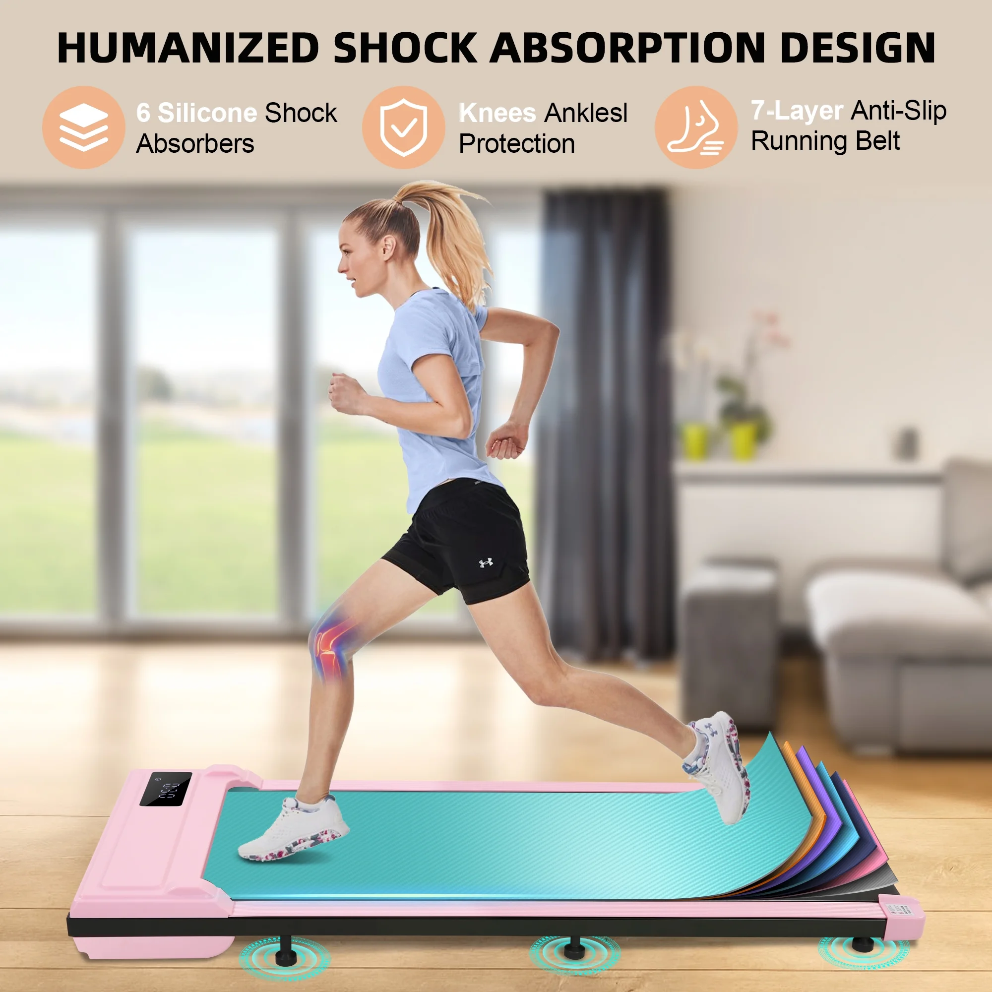 Walking Pad Treadmill, 2.5HP Under Desk Treadmill with Remote Control and LED Display, Portable Walking Treadmill for Home Office, Walking Jogging Machine with 300 lbs Weight Capacity