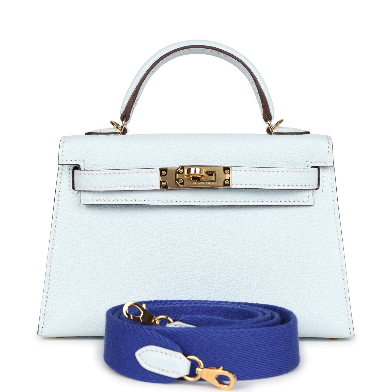 Kelly Sellier 20 Bleu Brume Chevre Gold Hardware