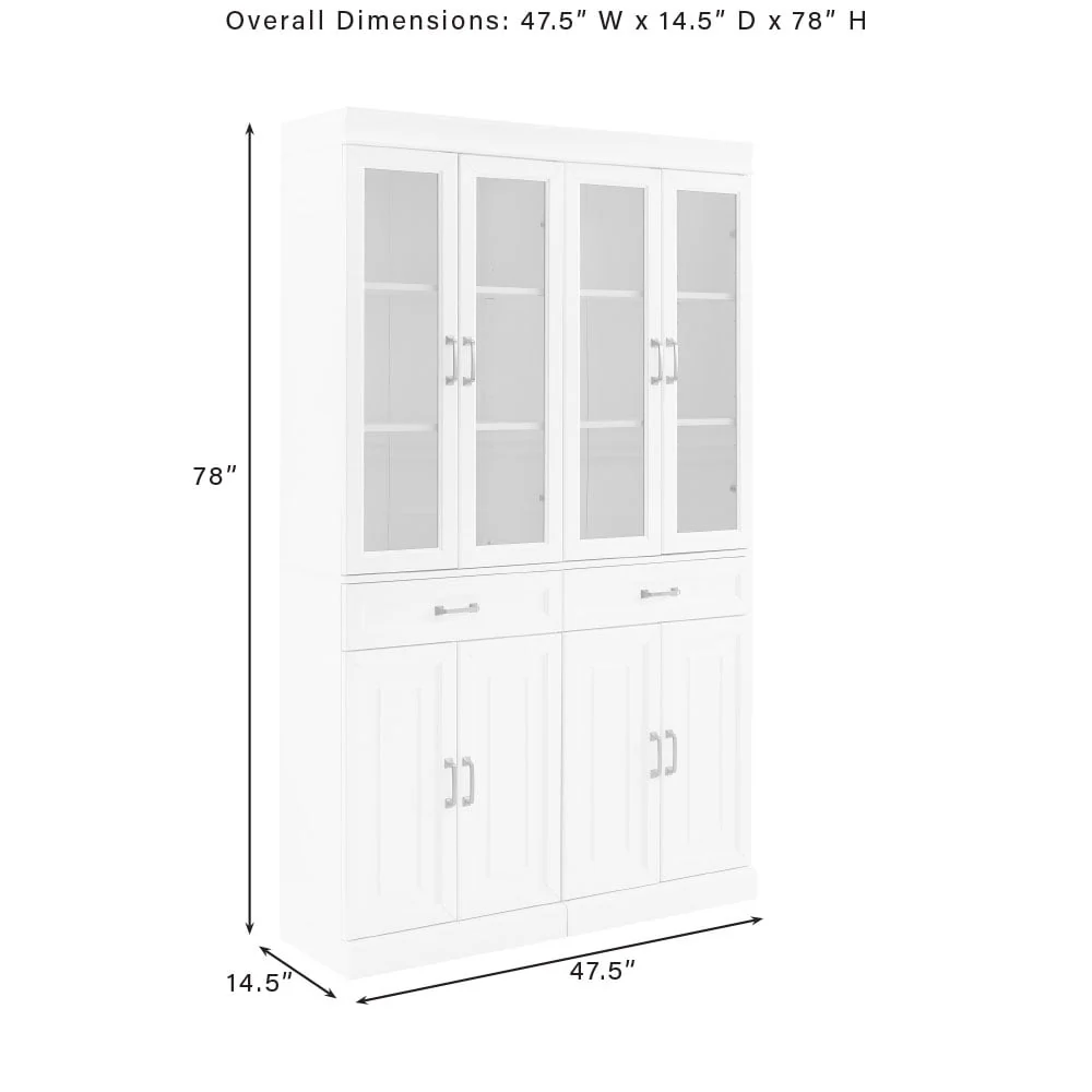 Crosley Brands Stanton 2Pc Glass Door Pantry Set White - 2 Pantries