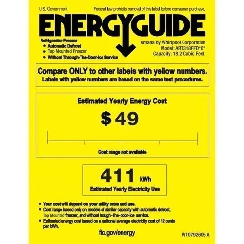 18 Cu. Ft. Black Top-Freezer Refrigerator with Energy-Efficient Cooling