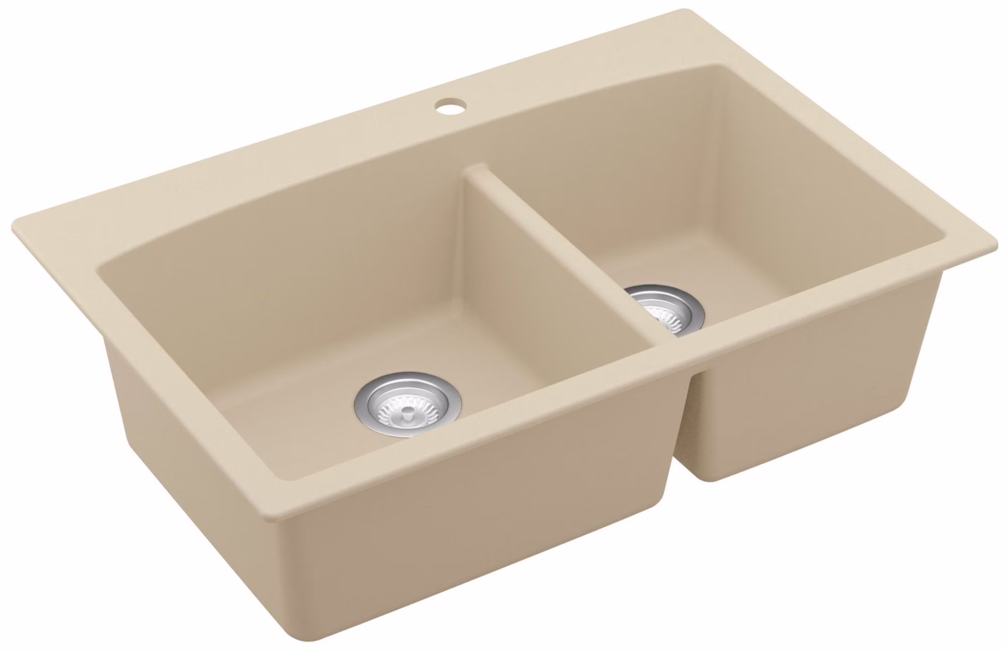 Karran QT-711 Drop-In Quartz Composite 33 in. 1-Hole 60/40 Double Bowl Kitchen Sink in Grey