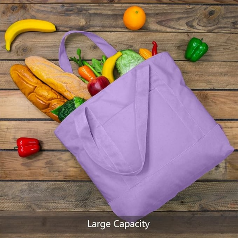 CANVORY 1-Pack Canvas Tote Bag with an External Pocket