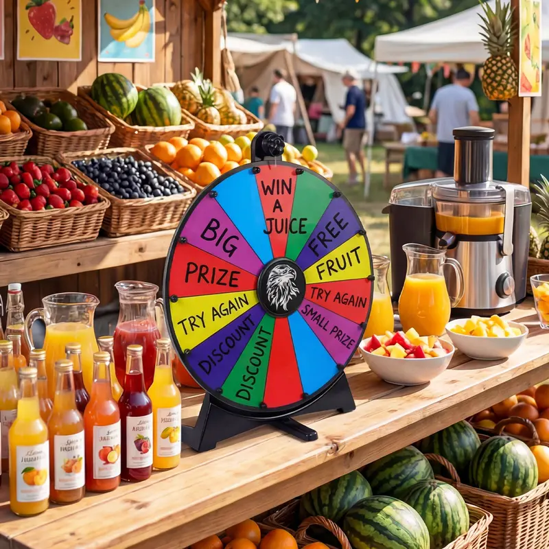 20-Inch 14-Slot Spin Wheel with Chalkboard Marker and Durable Construction