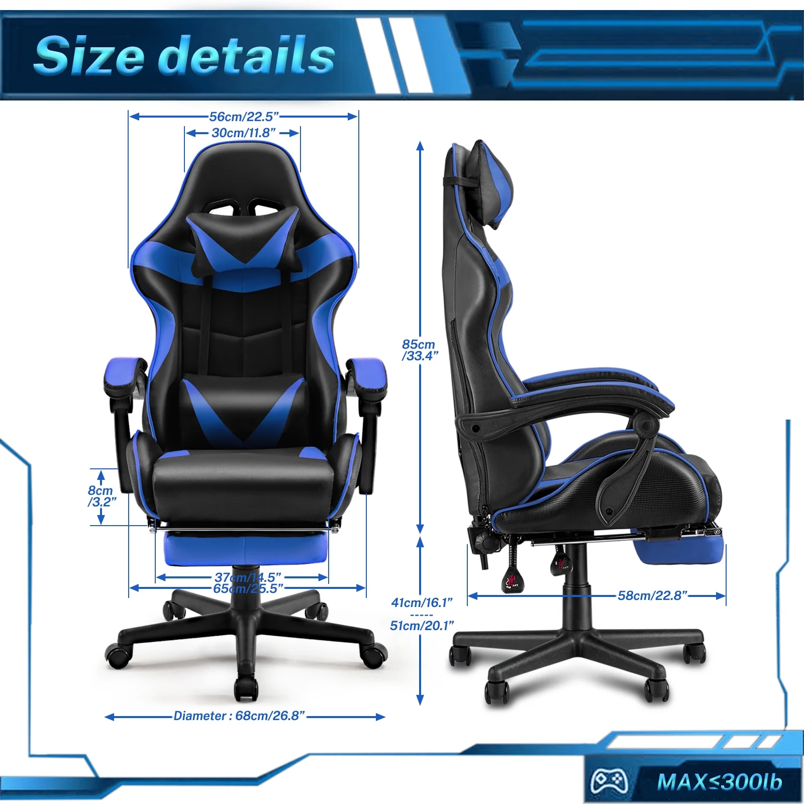 SOONTRANS Green Gaming Chair with Footrest, High Back Gamer Chair with Massage Lumbar Pillow, Gamer Computer Desk Chair (Green)